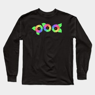 3 Rainbow Sunflowers Long Sleeve T-Shirt